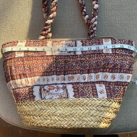 Straw and fabric bag 11x13 Beach Cruise Vacation Purse Shopping - Picture 8 of 10